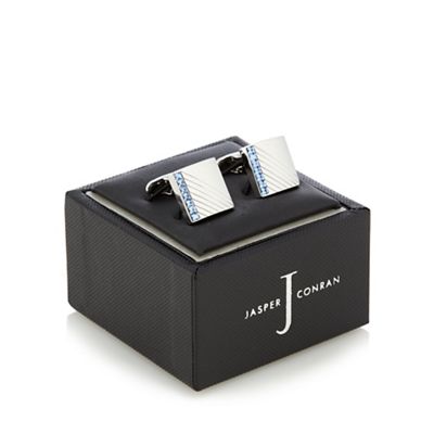 J by Jasper Conran Designer metal striped crystal edge cufflinks
